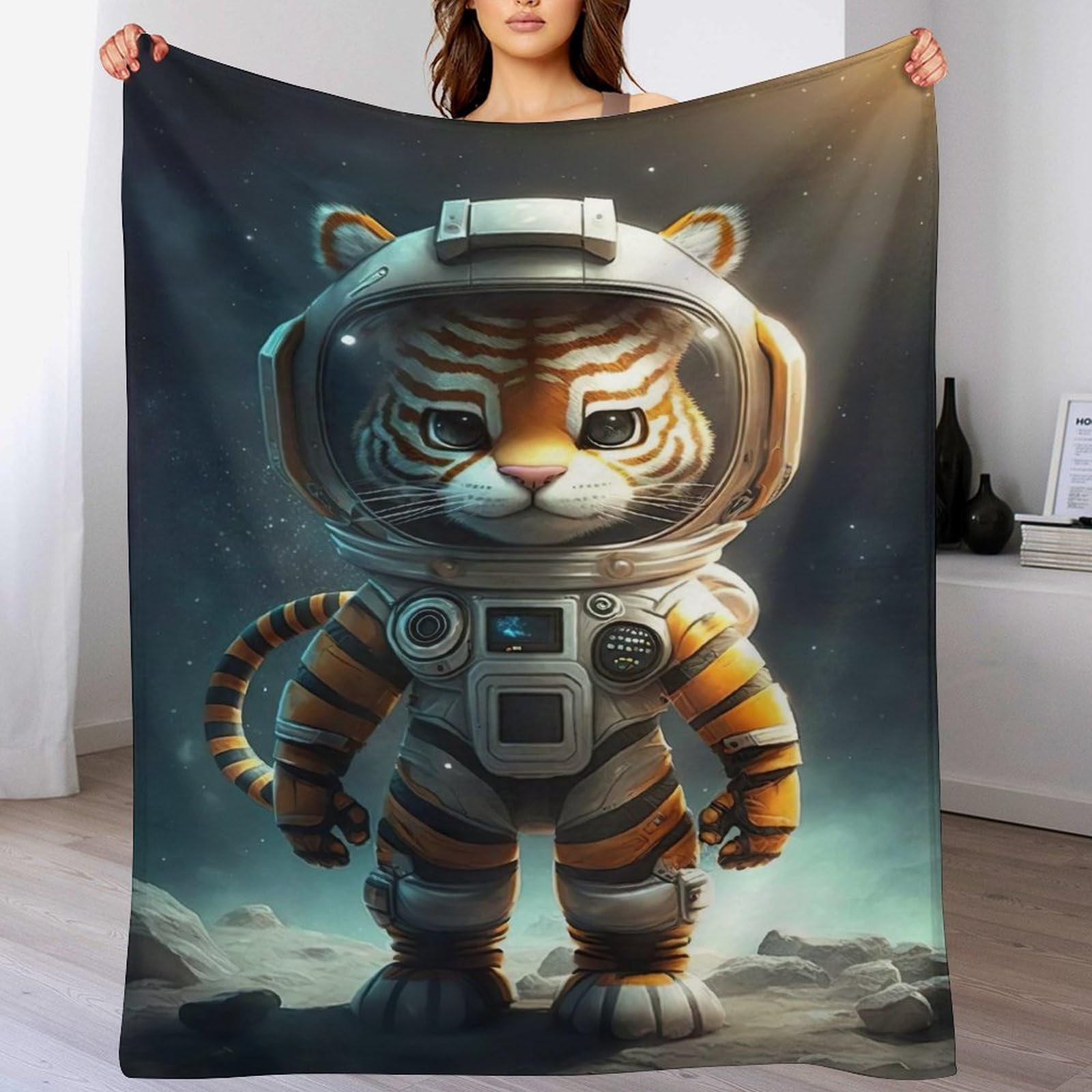 Couverture douce et chaude en flanelle tiger plaid canapé 150x200cm
