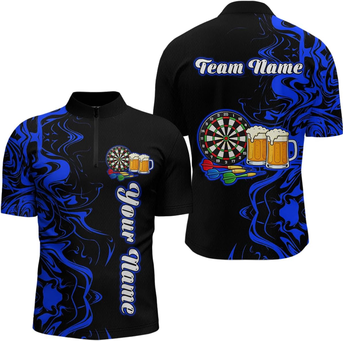 Colorful Beer Dart Shirt for Team Men Women Dart Shirts Custom Funny Beer Dart Jersey Dartboard Shirt Polo & Quarter Zip