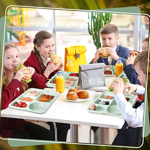 Miniatura 5 de Pinkunn Juego de 8 platos divididos grandes de paja de trigo de 14 pulgadas, platos divididos irrompibles, aptos para microondas, lavavajillas,