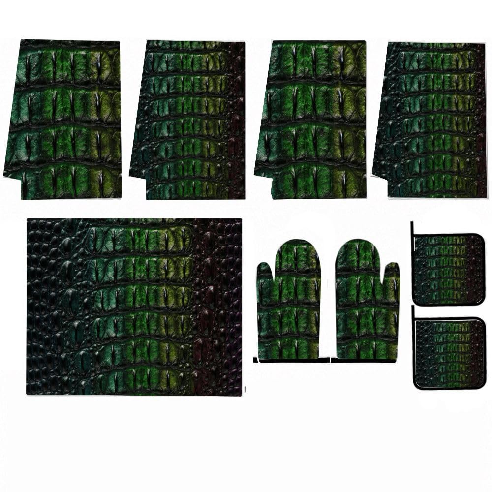 9PCS Gradient Croc Leather Kitchen Decor e Accessori Set