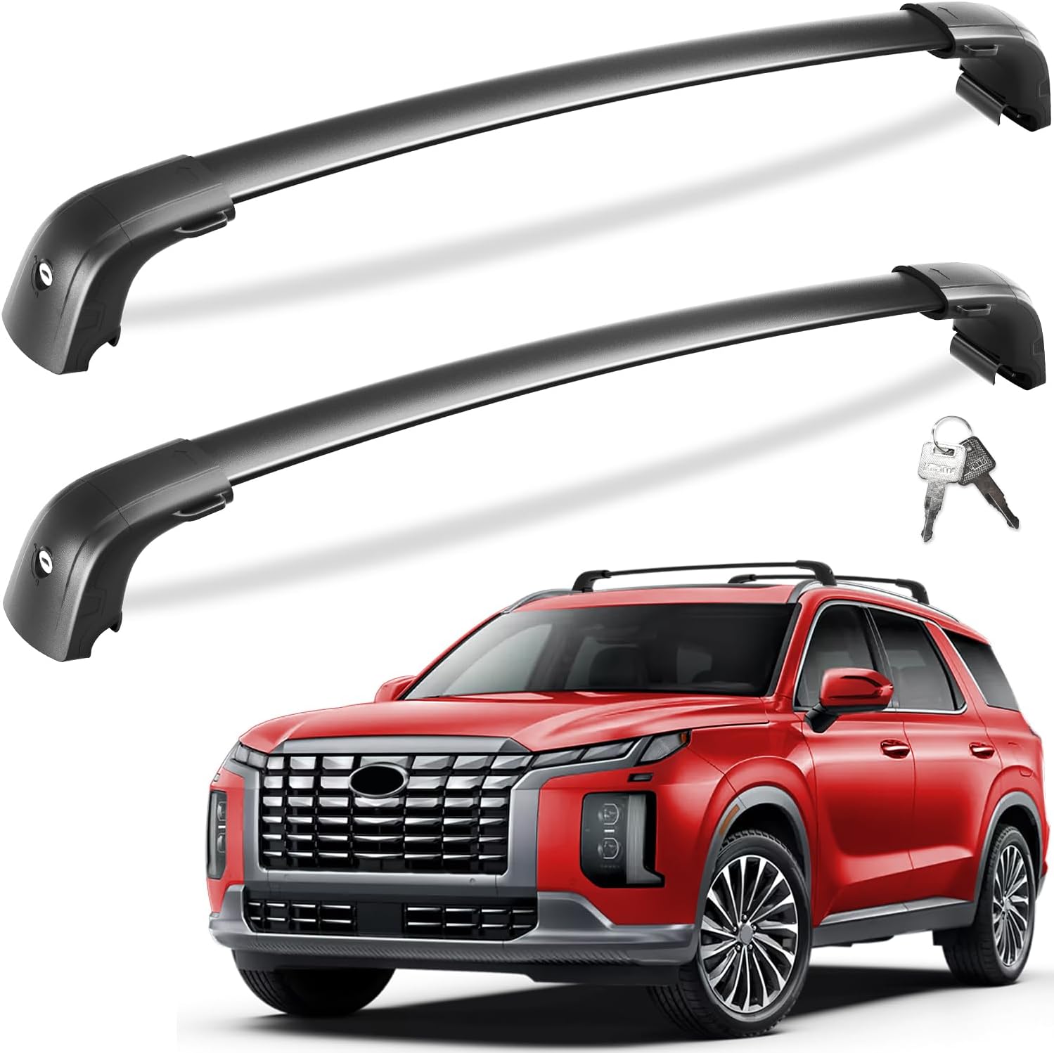 Tuyoung Roof Rack Cross Bars Compatible with Hyundai Palisade 2019-2025 SE SEL XRT Limited Calligraphy, 220lbs Lockable Heavy Duty Anti-Theft Aluminum Rails Crossbars Cargo Carrier Bag