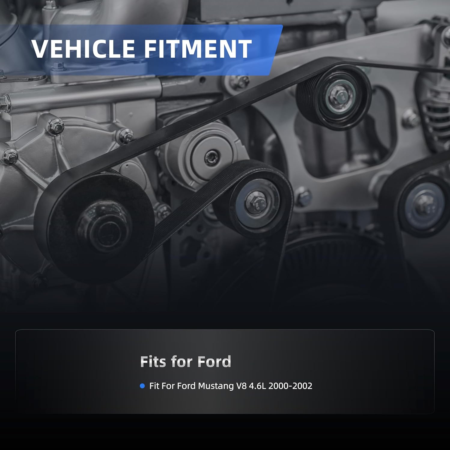 Belt Tensioner Serpentine Belt Idler Pulley Kit for Ford Mustang V8 4.6L 2000 2001 2002, 38189, 2W7E 6B209 AA, 38006, 00039, 04317RCA305, 36100, 12561694, 12562645