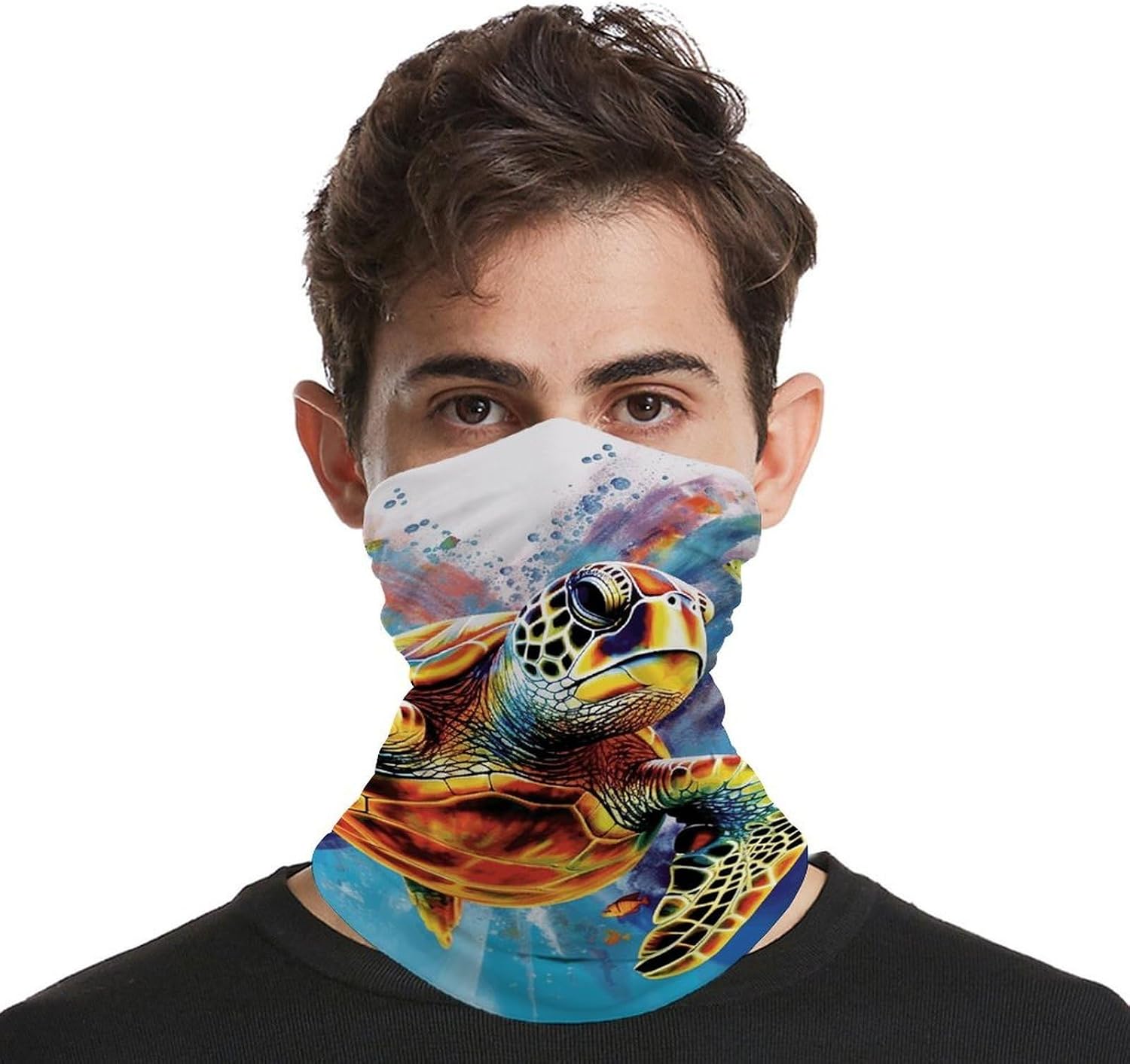 Colorful Sea Turtle_77697424 Neck Gaiter Face Cover Scarf Breathable Sun Balaclava for Skiing Fishing Hiking Cycling