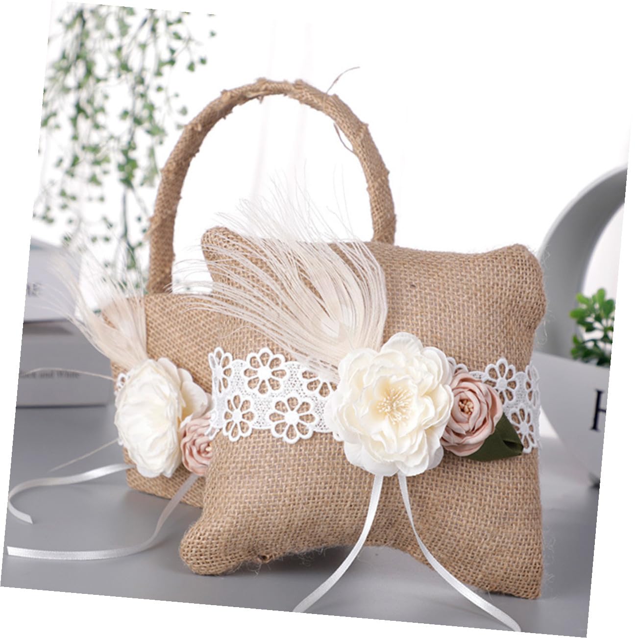 1Satz Hochzeitsblumenkorb und Ringkissen Set für Blumenmädchen Dekorative Ringkissen und Blumenkörbe aus Hochwertigem Material Romantische Hochzeit Dekoration für Trauung und Verlobung