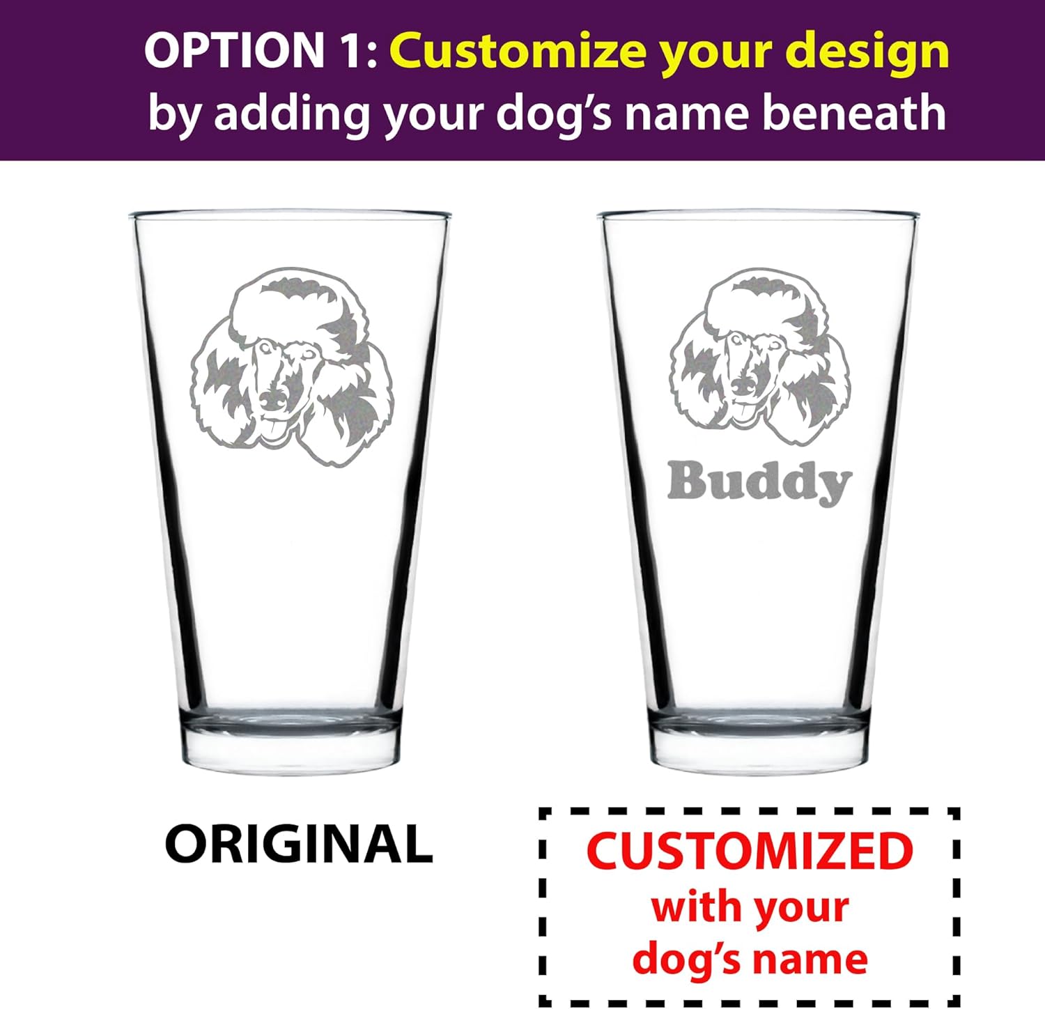 Custom Happy Poodle - Pint Glass for Beer - Fun Unique Cute Poodle Themed Dog Gifts and Party Decor for Women and Men - 16 oz - Customized Glasses