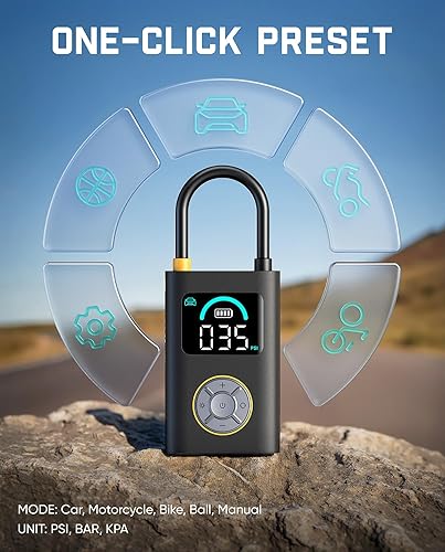 Miniatura 6 de Fanttik Inflador de neumáticos portátil X10 Pro para coche compacto, compresor de aire de inflado rápido de 35 segundos con manómetro digital y