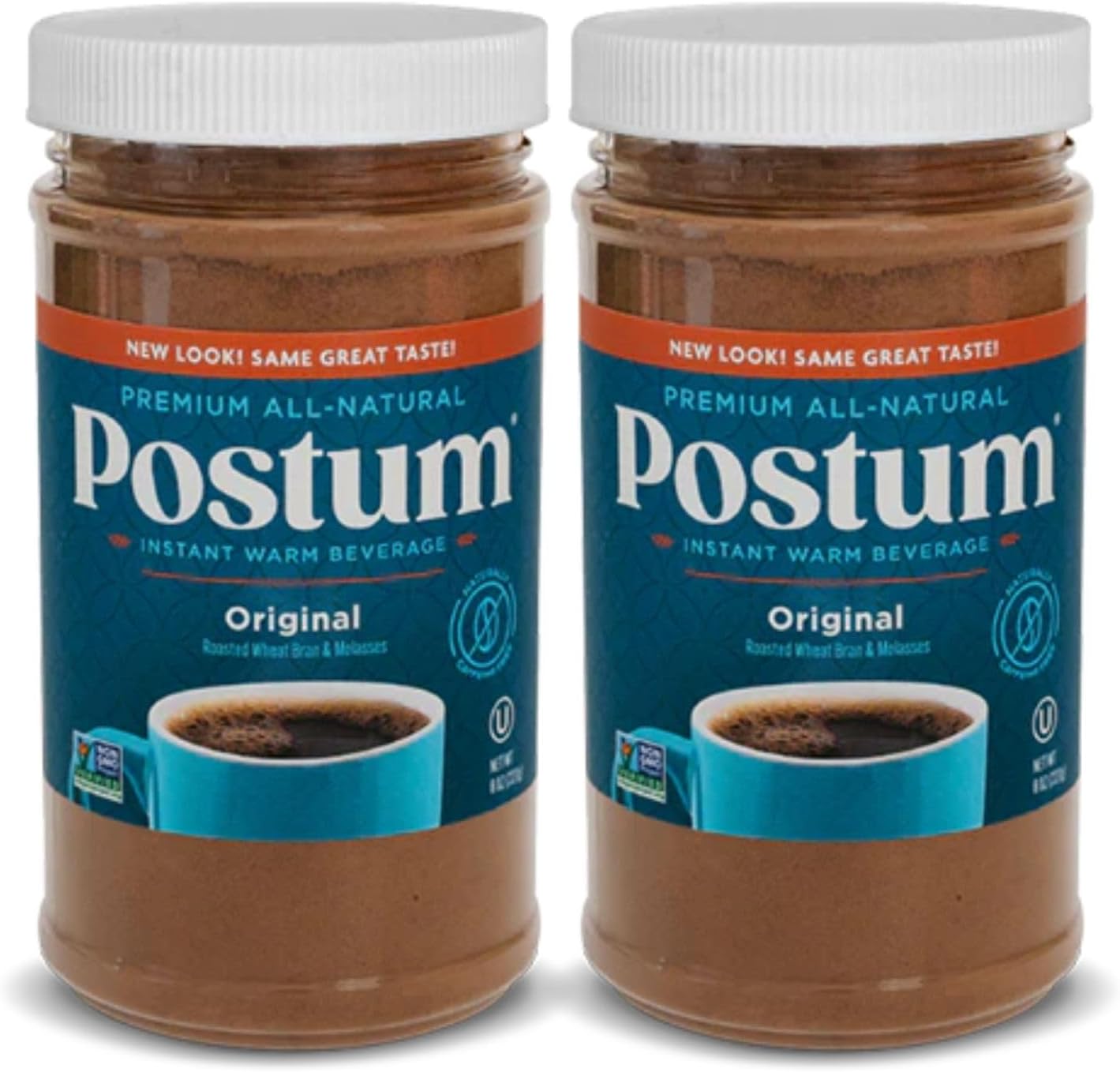 Postum Coffee Substitute Original (2x8oz) | Coffee Alternative Caffeine Free with Roasted Wheat Bran & Molasses | Natural, Non-GMO, Vegan Coffee Replacement Drink