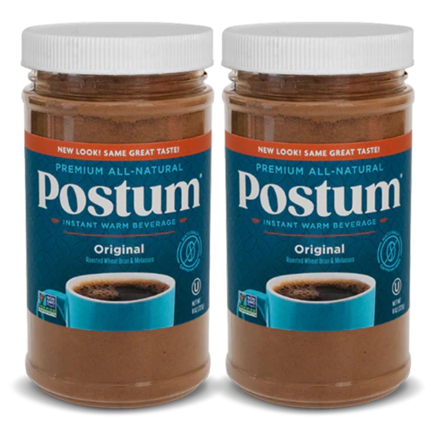 Postum Coffee Substitute Original (2x8oz) | Coffee Alternative Caffeine Free with Roasted Wheat Bran & Molasses | Natural, Non-GMO, Vegan Coffee Replacement Drink