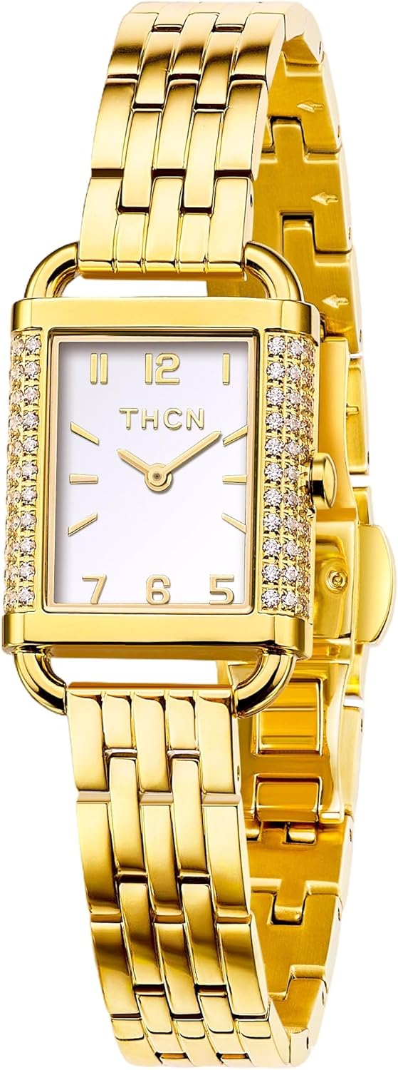 THCN Women's Watch, Gold Watches for Women with 84 Cubic Zirconia, Stainless Steel Sapphire Glass Japanese Quartz Movement, Gift for Her