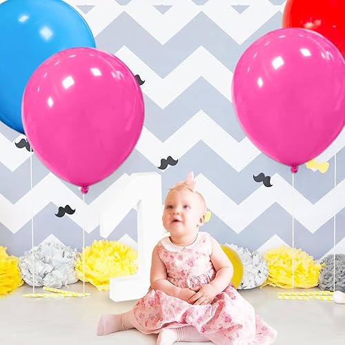 Miniatura 5 de 32 globos grandes de color rosa intenso de 18 pulgadas, globos redondos de látex grandes para decoración de cumpleaños y boda.