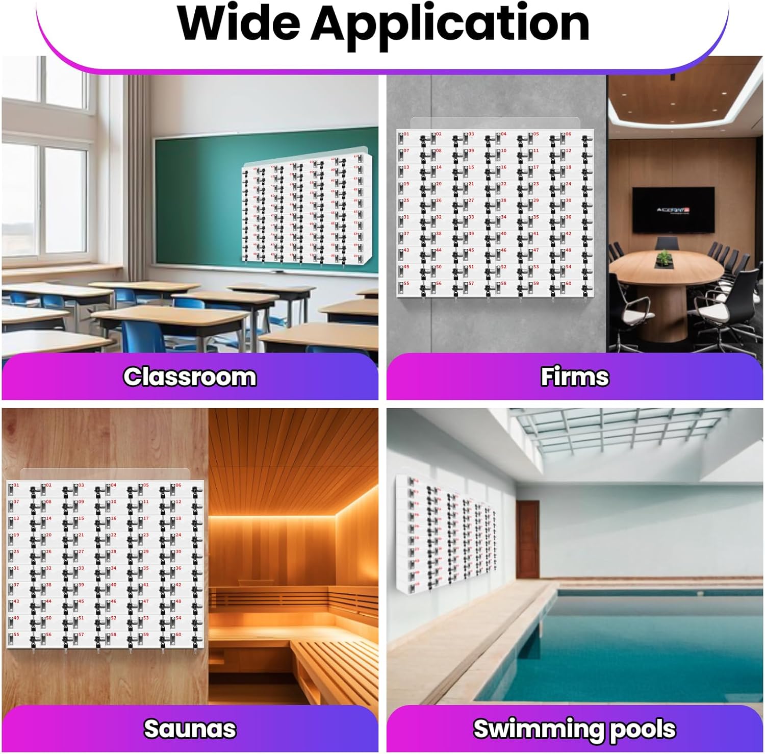 60 Slots Cell Phone Locker Box, Clear Phone Storage, Acrylic Cell Phone Lock Box with Door Locks and Keys, Wall Mounted Cell Phones Cabinet for Office School Classroom Factory