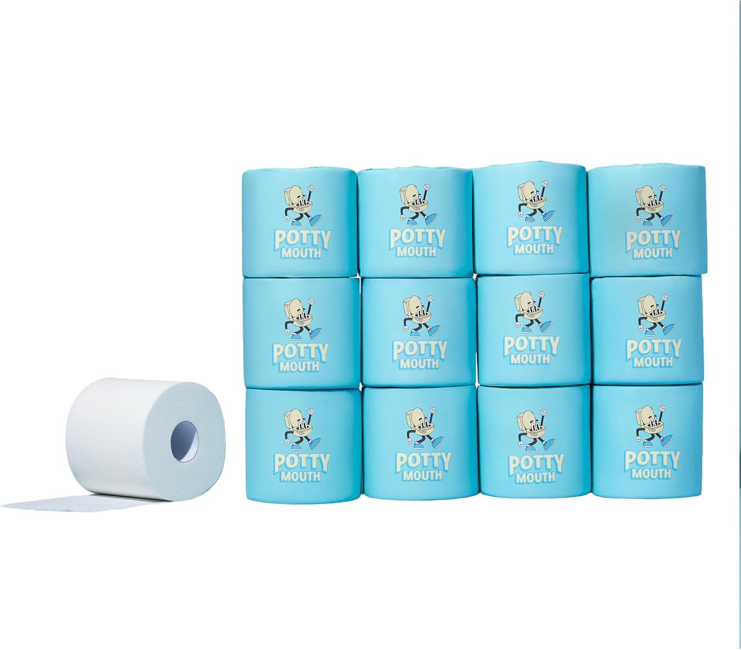 Potty Mouth Bamboo Toilet Paper, 12 Rolls, 3-Ply Premium Bathroom Tissue, Soft & Strong, Tree-Free, Plastic-Free Packaging, Septic Safe, Eco-Friendly (24)