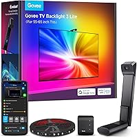 Govee TV Backlight 3 Lite: Fish-Eye Correction RGBICW LED Strip for 55-65" TVs, Camera Sync, App & Voice Control