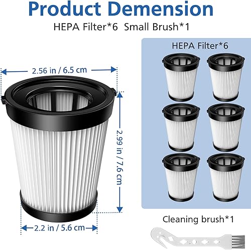 Miniatura 4 de Paquete de 6 filtros HEPA FSV001 compatibles con aspiradoras inalámbricas Fabuletta FSV101, FSV001, Girnoor G160 y G165 Afoddon A300