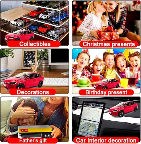 Miniatura 4 de Modelo X a escala 124, modelo de automóvil de aleación fundido a troquel de juguete para niños, modelo de automóvil X con puerta de ala de gaviota,