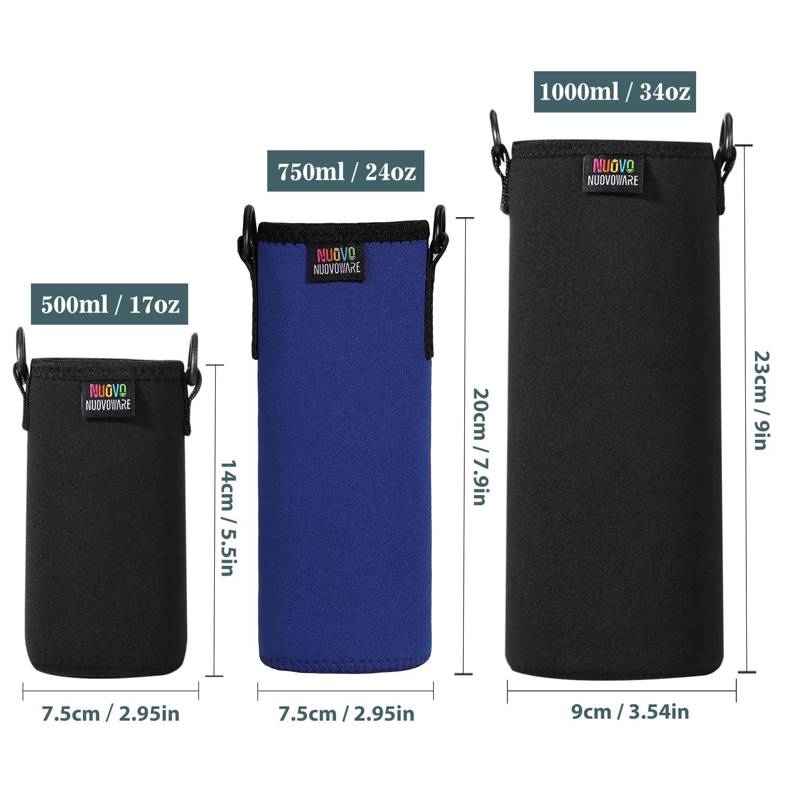 Nuovoware Custodia Bottiglia, Porta Bottiglia Acqua in Neoprene con Tracolla Regolabile