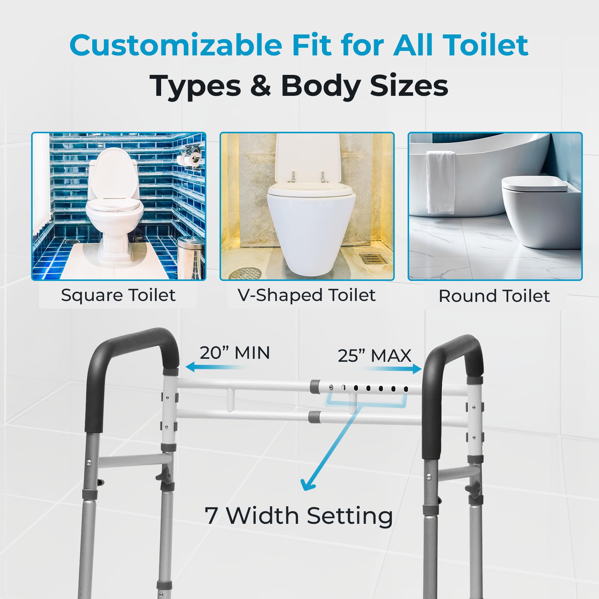 Toilet Safety Rails - Adjustable Support for Seniors -4