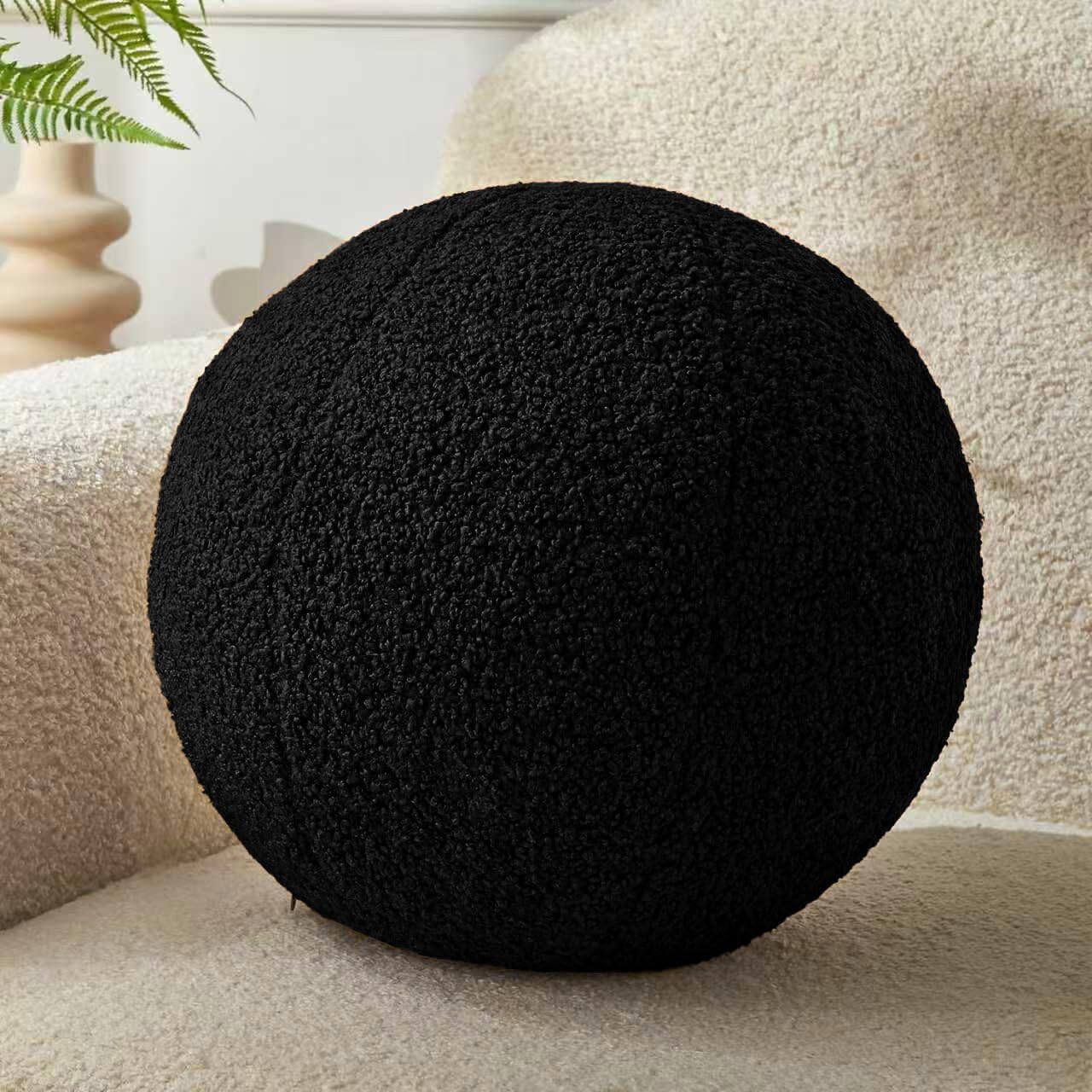 Black Ball Pillow 11.8 Inches Round Black Throw Pillow Simple Modern Ball Shaped Throw Pillow，Nordic Style Cushion Decorative Pillow for Couch,Sofa,Bedroom