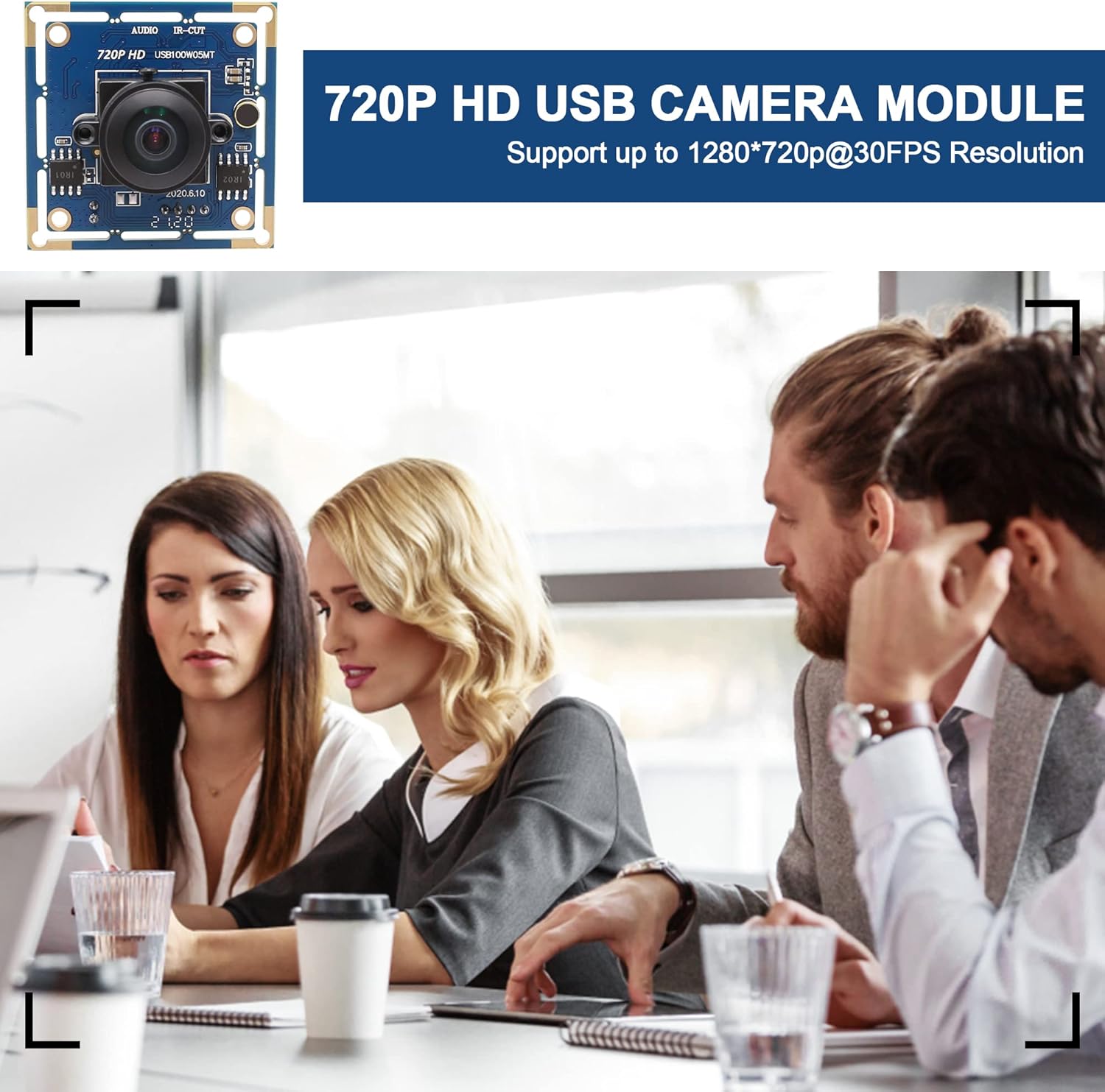 MMlove USB Camera Module 720P 30FPS HD Webcam with 170 Degree Fisheye Wide Angle Lens IR Cut Embedded Web Camera for Industrial Machine Vision Support Microphone
