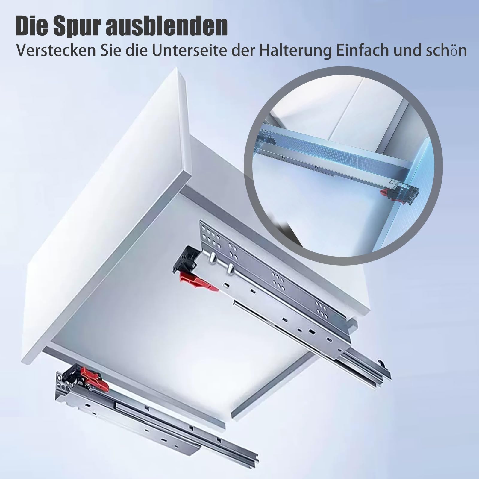 1Paar Hidden Slide Schubladenführungen Schubladenschienen, Unterflurführungen Mit Soft Close System, Auszugsschienen Kugelgelagerten,Silentpuffer Schubladenauszüge,Auszugsschienen Bodenmontage (350MM)