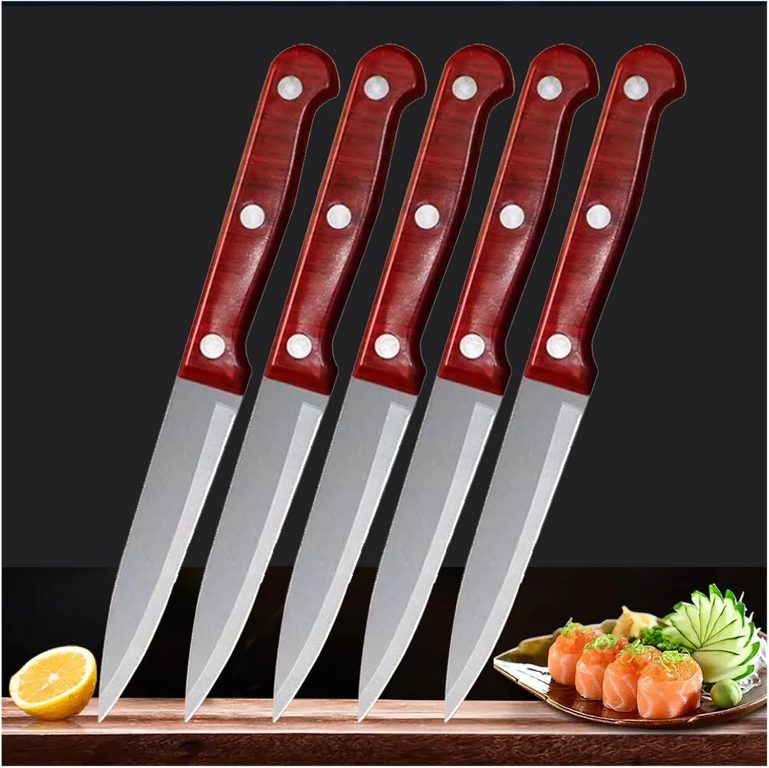 Fit for Sharp Stainless Steel Fruit Knife - Paring Knife with Imitation Wood Handle for Home Cooking(5pcs)