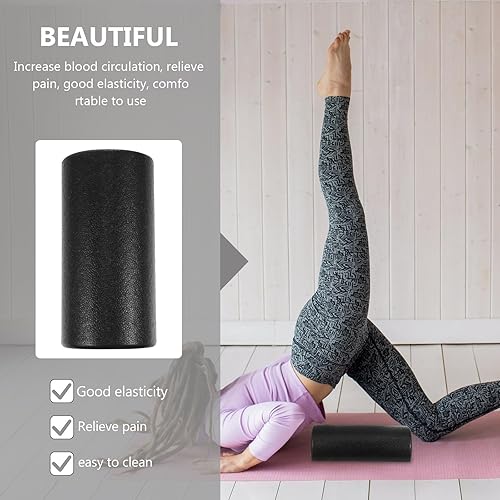 Miniatura 4 de Mikinona Epp - Rodillo de yoga negro para masaje muscular y rodillo de espalda y piernas para fitness, pilates, tejido profundo, liberación