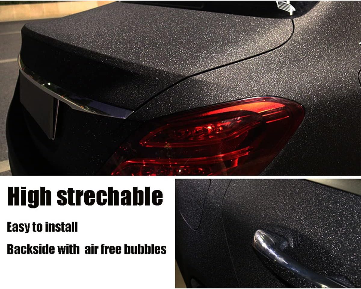 Night Effect Glitter Automotive Vinyl Wraps Car Body Film Motorcycle Decal Sticker for Vehicle, Air Release, Matte Black