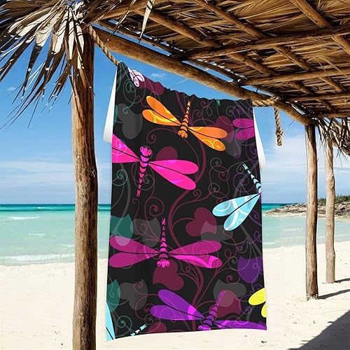 Miniatura 3 de ALAZA Toalla de playa colorida con libélulas, absorbente de secado rápido, toalla de playa para yoga, toalla de playa grande de microfibra sin arena