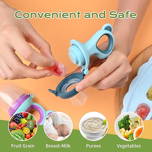 Miniatura 2 de Alimentador de frutas para bebés, moldes para paletas de leche materna, recipientes de almacenamiento de bandeja para congelador de alimentos,