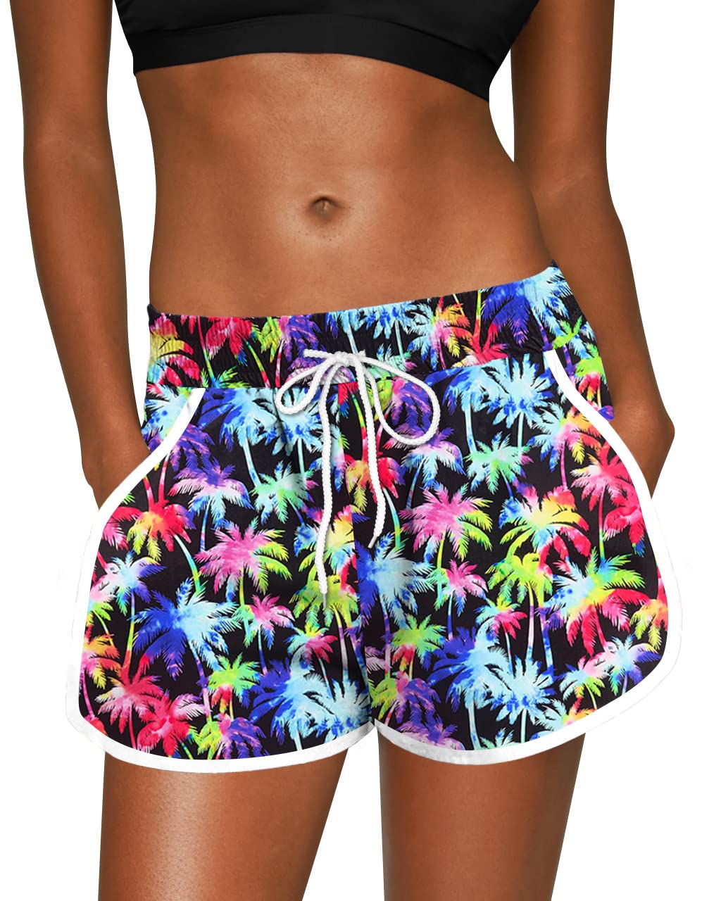 For G and PL Women Summer Floral Beach Boardshorts with Pockets Swim Trunks