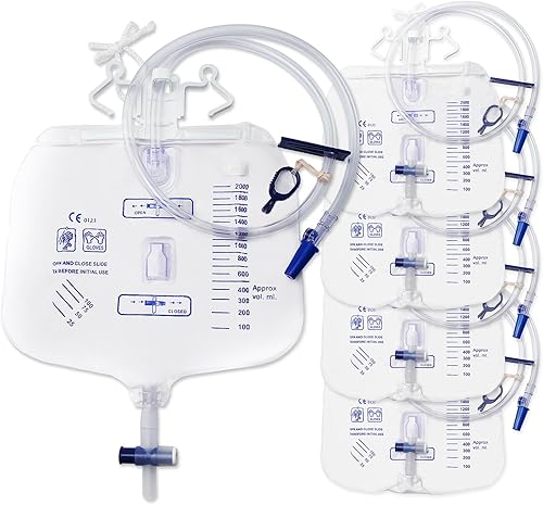 Bolsas de catéter, bolsa de drenaje urinario con cámara antirreflujo, bolsa de orina multifuncional, con clips y escape de aire activo para colgar,