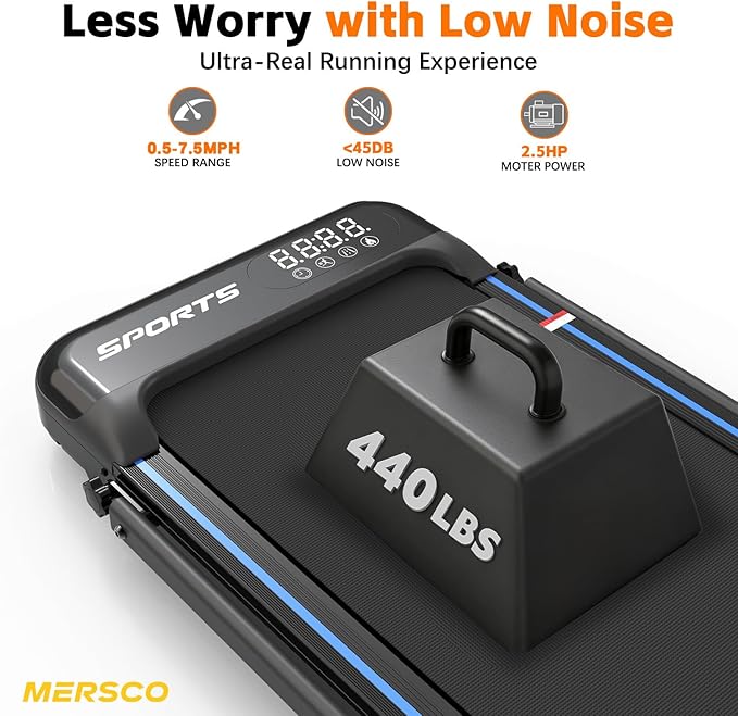 Caminadora Plegable con Inclinación 9%, Barra de Soporte, Portátil (Negro y Azul) miniatura 6