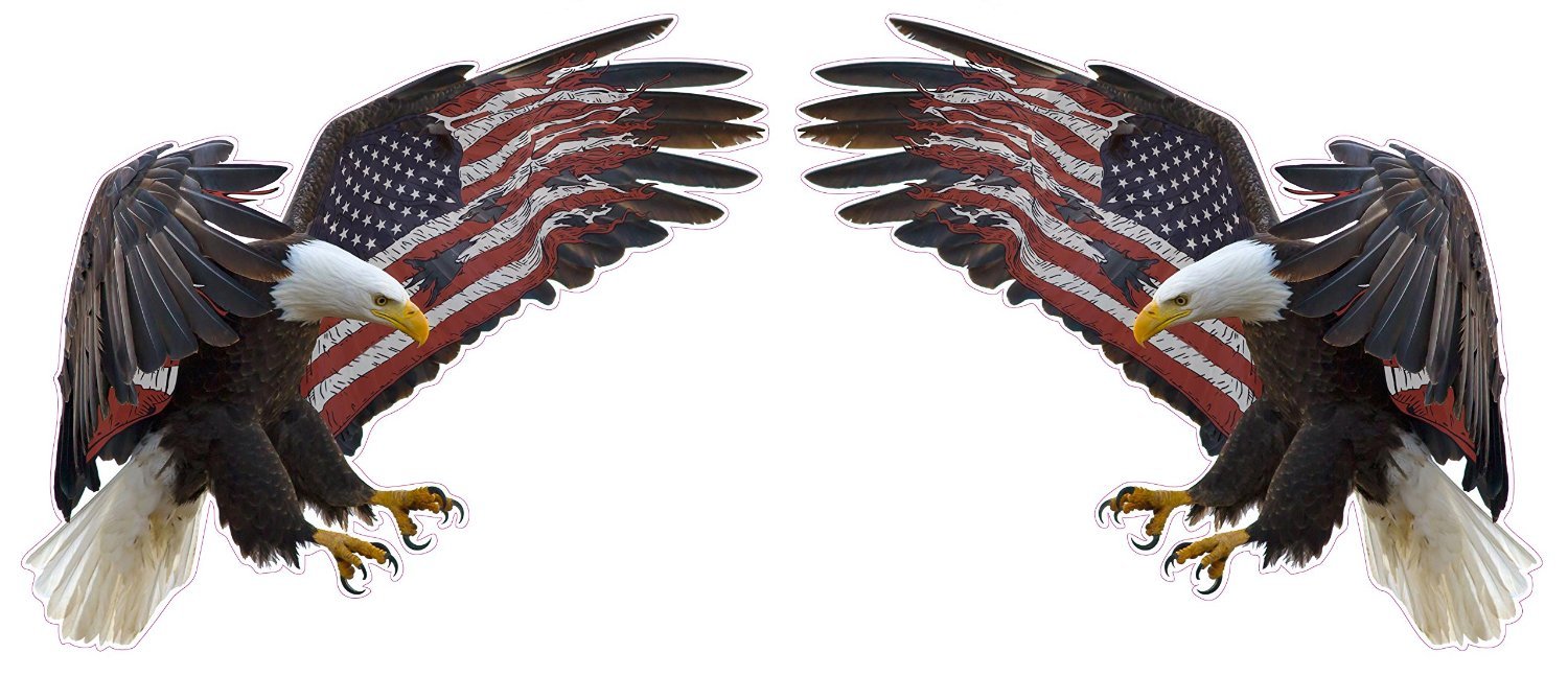 American Eagle American Flag Large Pair Decals 12