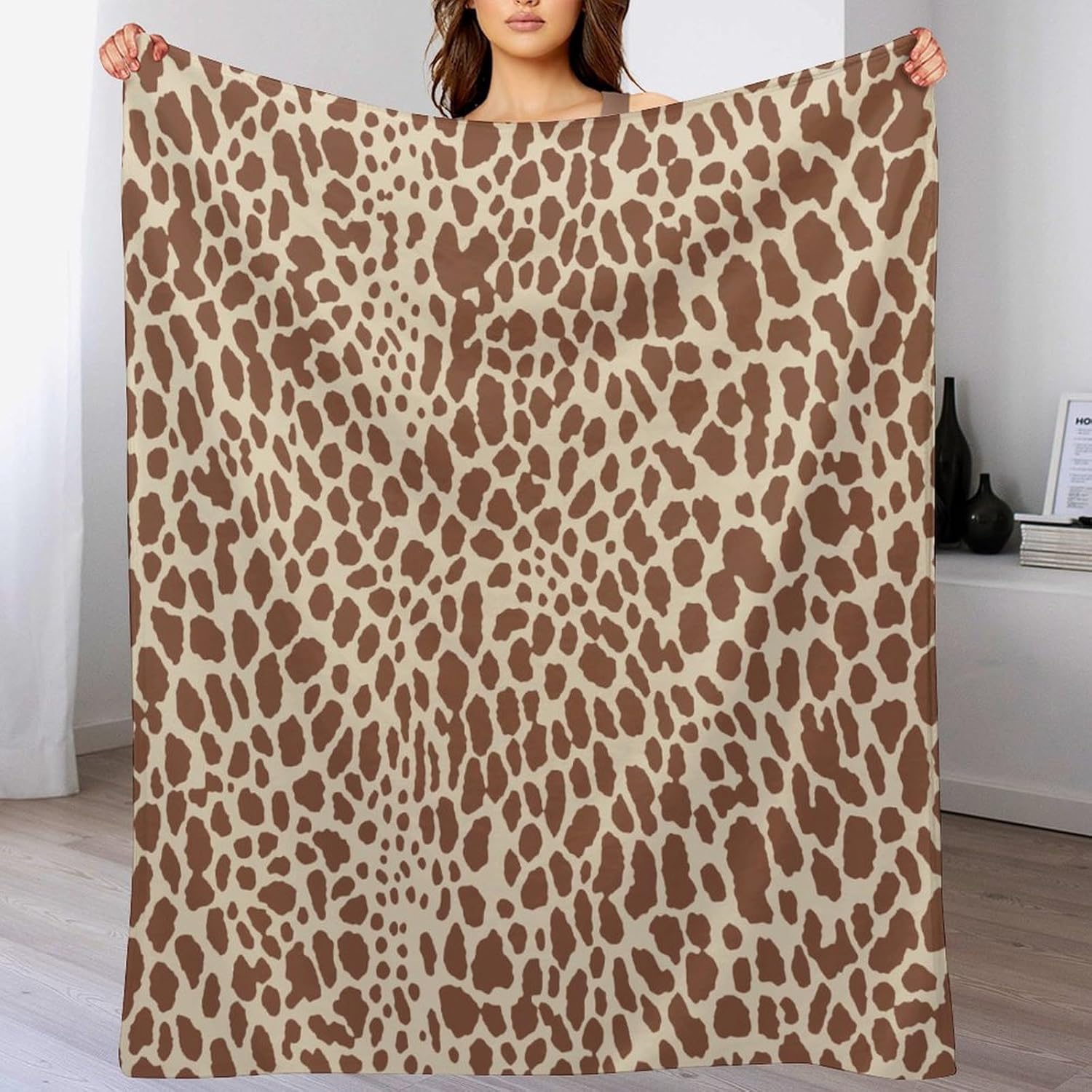 ArogGeld Leopard Print Animal Spots Brown Winter Flannel Blanket Brown Cheetah Animal Print Leopard Warm Throw Blanket for Camping and Travel for Winter 60x80in to Friend