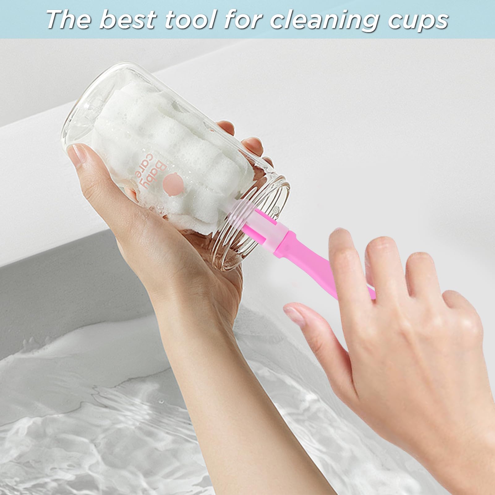 9 Pièces Brosse à Bouteille Éponge Souple Réglable 27,8x6 Cm – Goupillon Pour Biberon, Carafe, Brosse Biberon Bébé,Thermos Et Bouteille De Vin Brosses à Bouteille D'éponge(Bleu, Vert, Rose