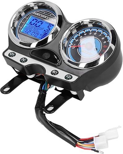 Miniatura 3 de Tbest Tacómetro para motocicleta, velocímetro, eléctrico, 12 V, medidor LCD, velocímetro, tacómetro, engranaje, pantalla de kilometraje, compatible