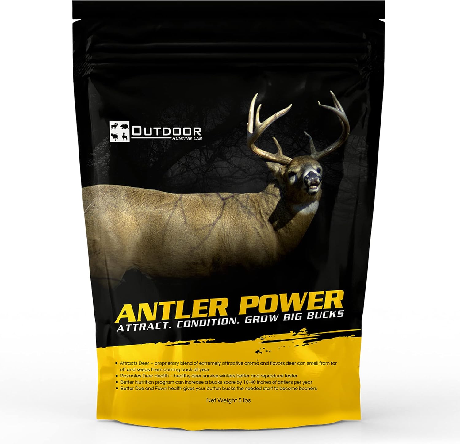 Outdoor Hunting Lab Antler Power Deer Attractants for Whitetail Deer – Deer Mineral Supplement for Deer Food Plot - Mineral & Salt Licks for Whitetail Deer - Deer Feed Buck Attractant Powder (5 Lbs.) : Sports & Outdoors