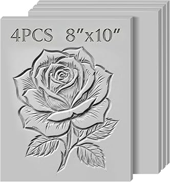 4 Pack 8 x 10 Inch Gray Rubber Stamp Carving Blocks, 0.24" Thick Soft & Easy-to-Carve Rubber Blocks for DIY Stamp Making, Printmaking & Art Projects, Craft Supplies for Beginners and Professionals