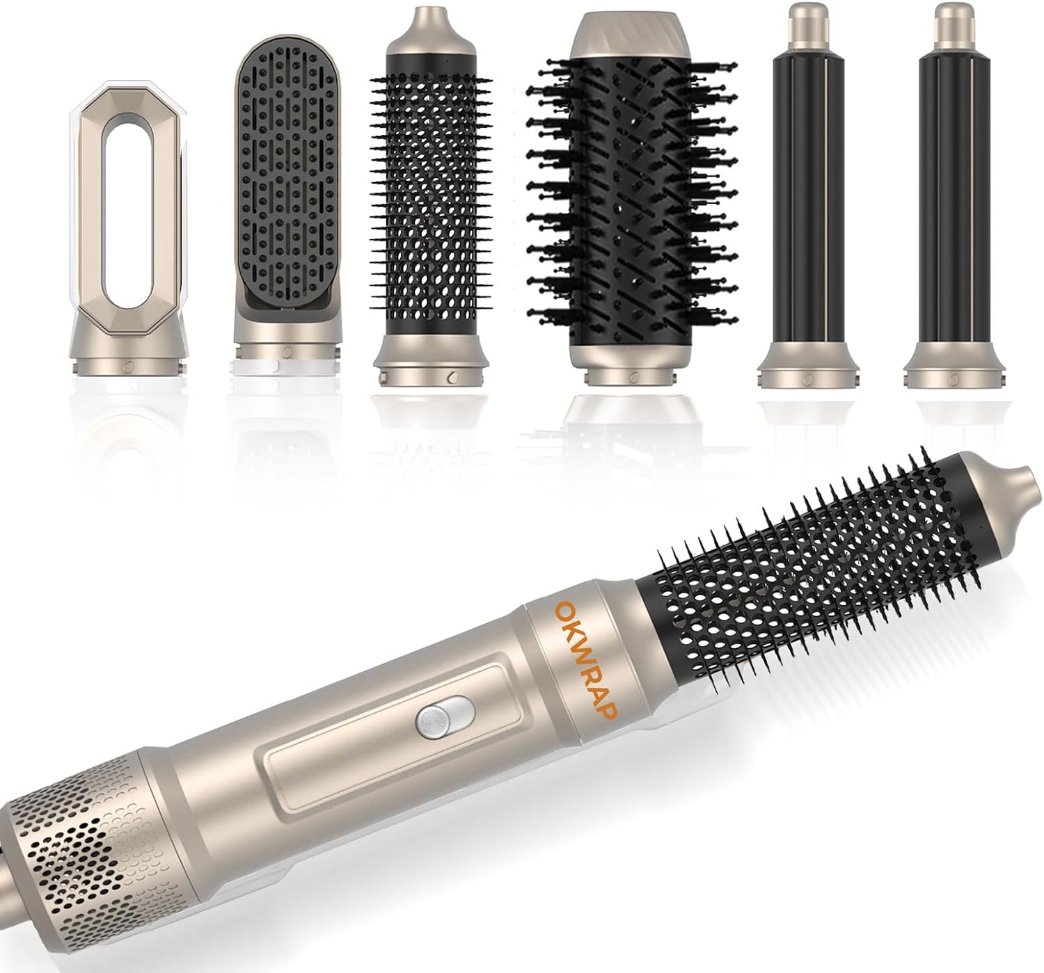 6 in ONE Blow Dryer Brush,Air Curling Iron Round Brush Blow Dryer 800W,Ionic Hair Dryer Brush for Women, Hot Air Brush Hair Styling Tools 100-120V