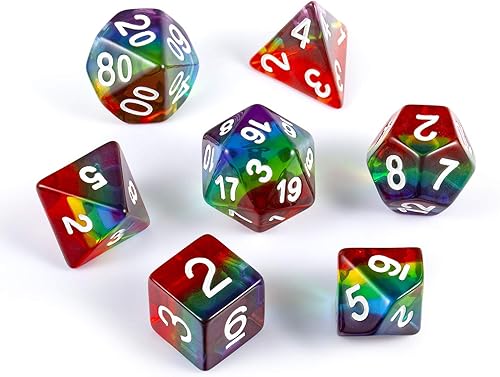Miniatura 70 de DNDND - Juego de dados DND de resina de 7 piezas con bolsa de terciopelo para juegos de rol D&D y juegos de mesa