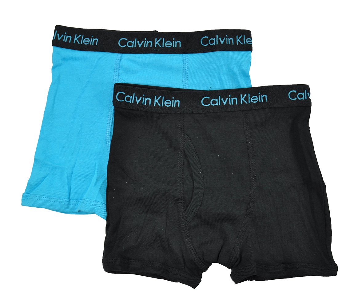 Calvin KleinBoys 2 Pack Turquoise & Black Solid Boxer Briefs (8/10)