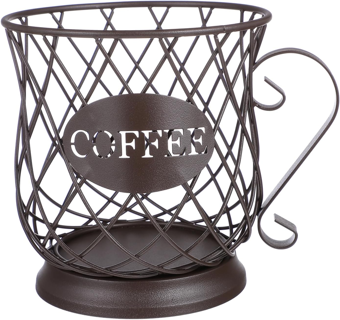 Coffee Pod Holder Organizer Basket Metal Coffee Cup Storage Brown European Style for Kitchen Counter
