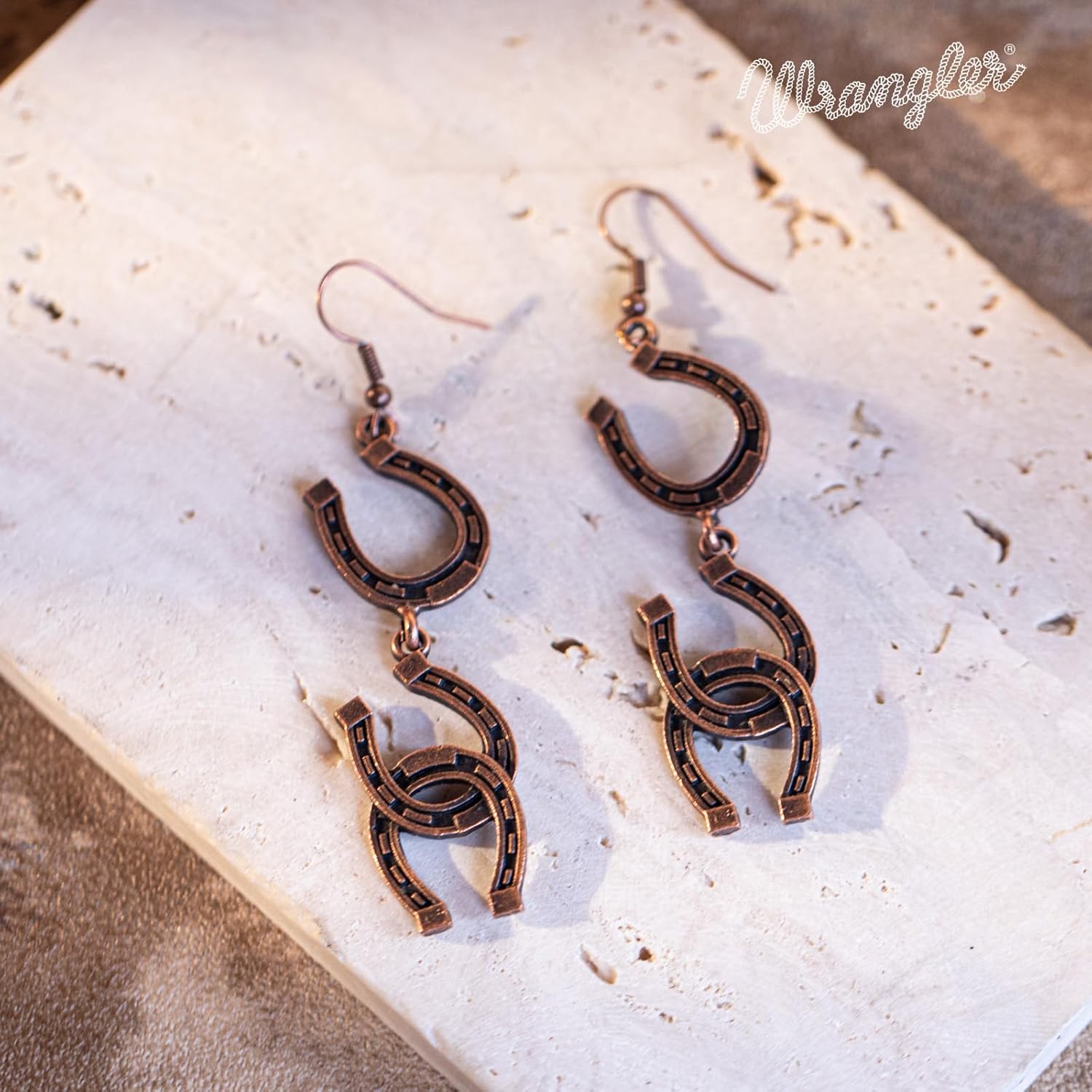 Wrangler Western Drop Dangle Earrings for Women Cowgirl Horseshoe Concho Dangling Country Rustic Jewelry - Image 2