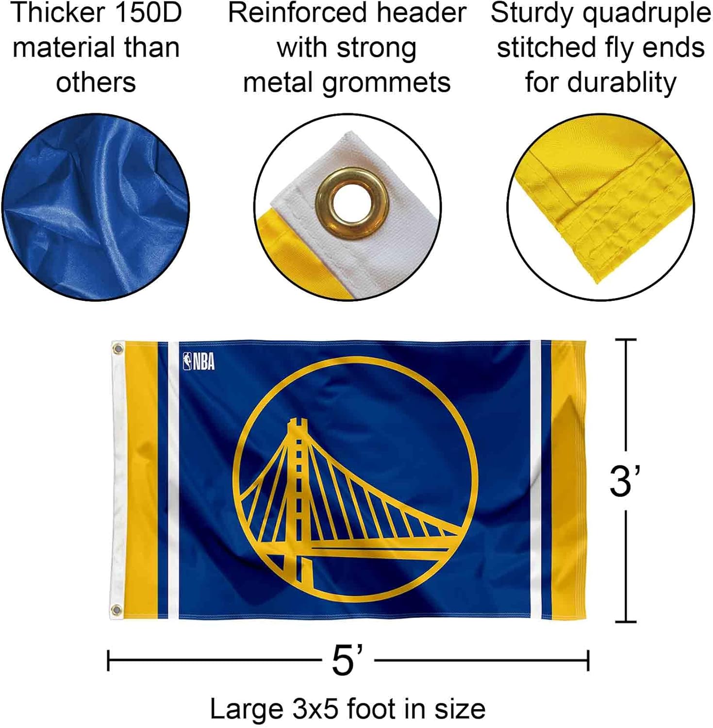 Golden State Warriors Flag Pole and Mount Bracket Set