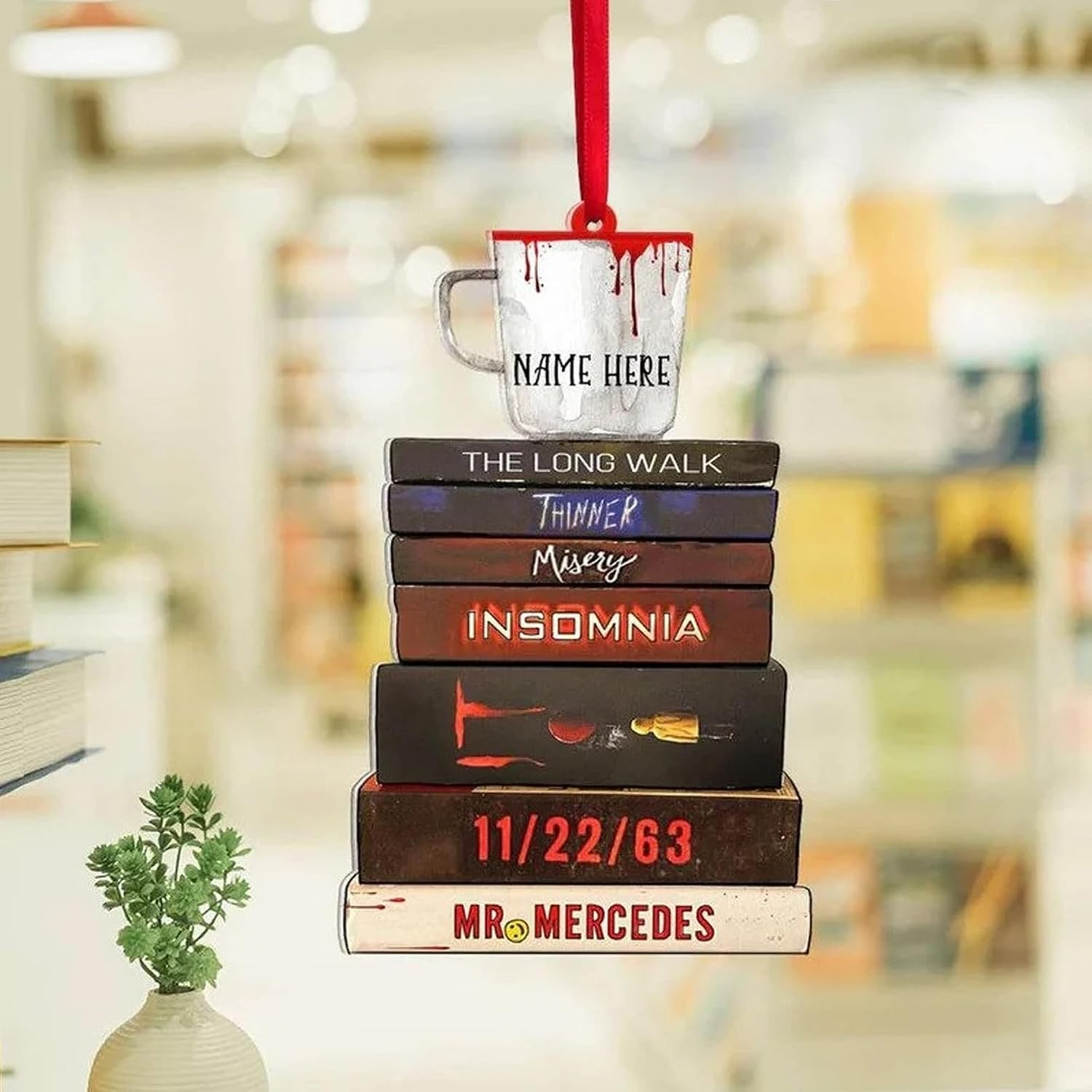 Personalized Stephen King Collection Book Ornament, Book Lover Christmas Ornament Bookaholic Bookstack Acrylic Ornament, Book Lover Gift image 2