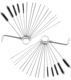 Set of 2 Carburetor Cleaning Tool Kits Jet Cleaning Brush Jet Tube Cleaning Needle Carbon Water Jet Dirt Cleaner Kit, 10 Brushes 20 Needles 2 Throttle Wrenches