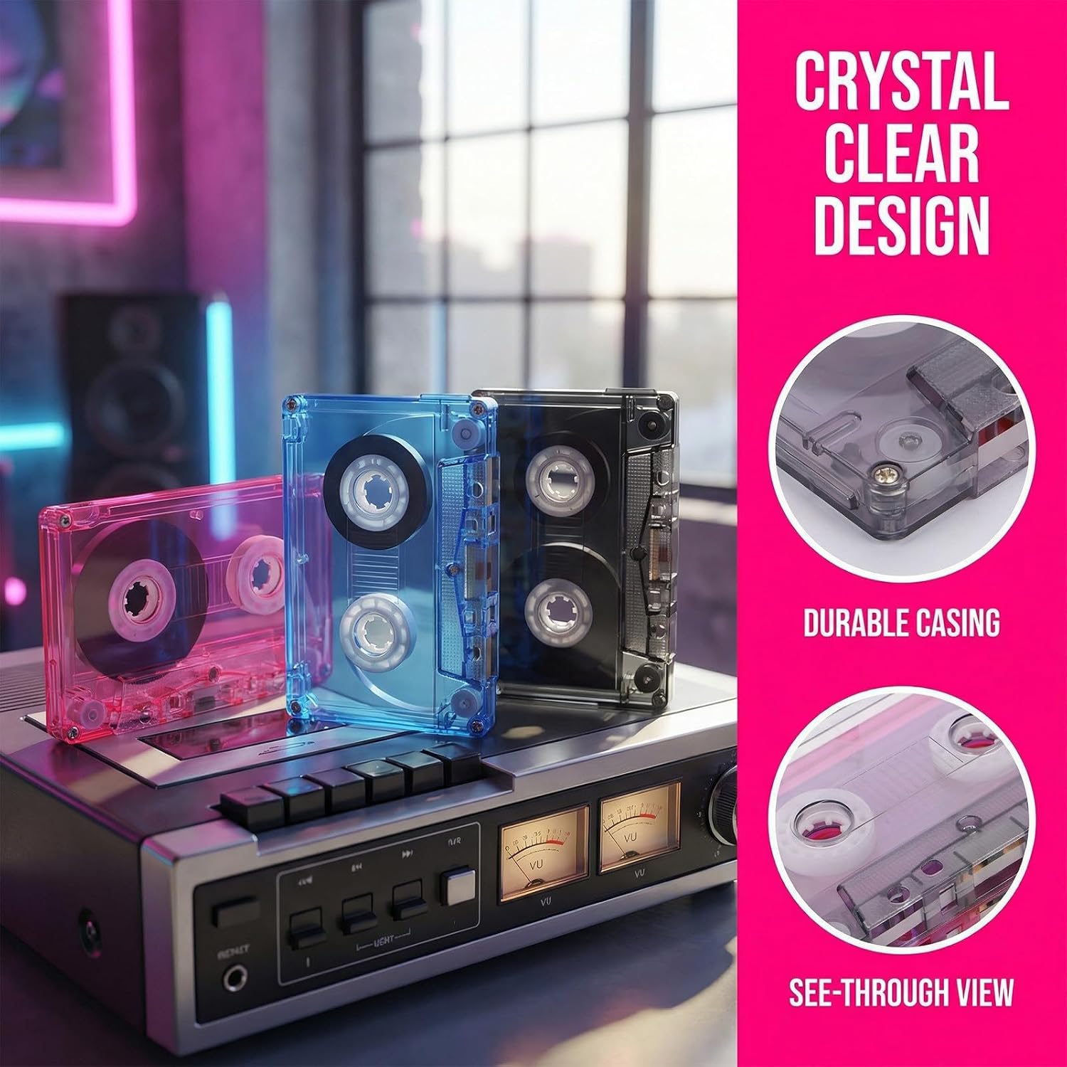 3pcs Blank Cassette Tapes, Sound Empty Cassette Tapes for Sound Music Recording Music Party Decorations Home Studio Recording Supplies