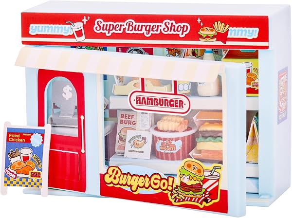 I-TOTAL ® - Micro Shop – Kit Creativo DIY Miniatura 3D da Costruire, Nookbook Micro Shop Pastel, Decorazione Collezionabile, 11x4x8 cm, +6 Anni (MINI WORLD) (SUPER BURGER SHOP) - 2