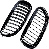 Vista 6 de 1 par de rejillas de riñón de parachoques delantero LH RH negro brillante compatible con 2004-2010 E63 E64 650i 650Ci 645Ci 2 puertas