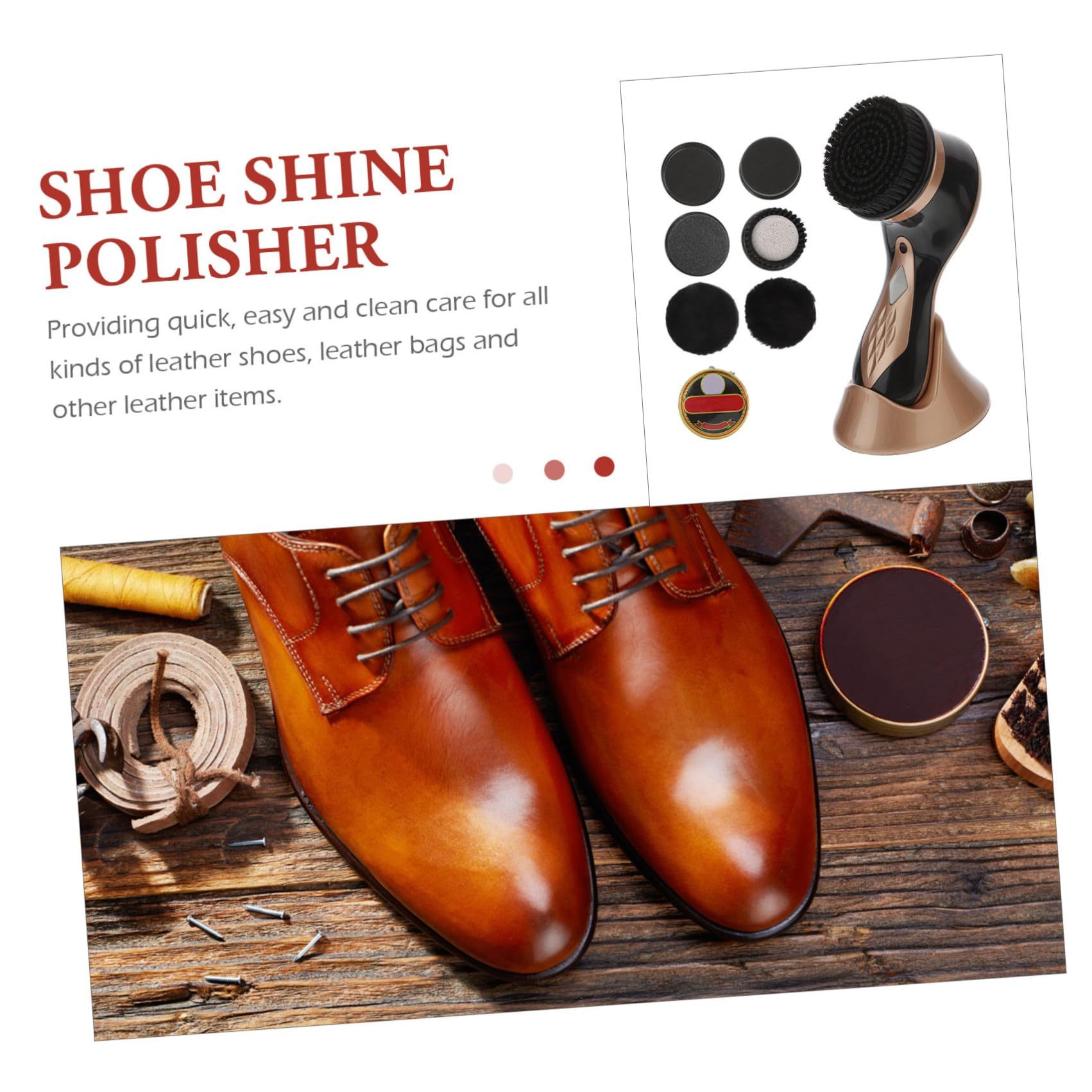 BESPORTBLE Cireuse À Chaussures Électrique avec 7 Brosses Interchangeables Kit Entretien Chaussures Cuir Canapés Sacs Nettoyage Rapide Portable